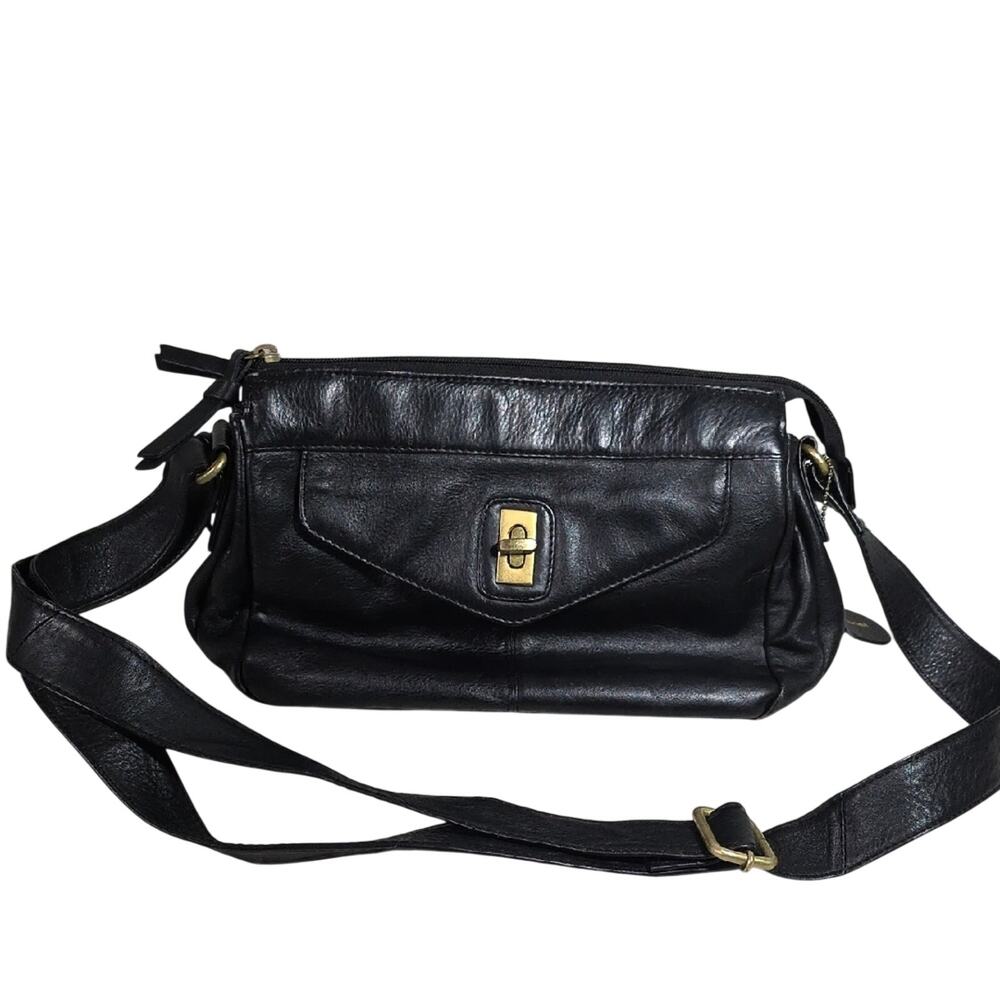 Great American Leatherworks Black Leather Hobo Crossbody Bag Purse